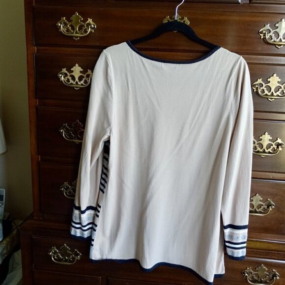 CHARTER Club Top Knit  Tan, w/ black, white & gray design Neutral Size XL - Picture 3 of 9